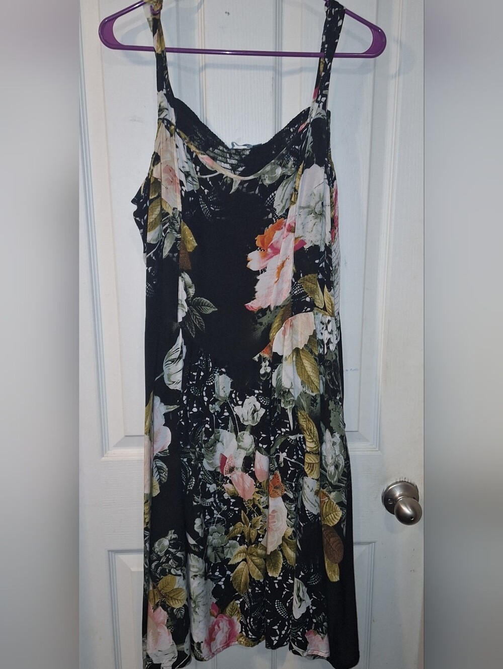 Joe Browns Black Floral Midi Slip Dress with Pink & Green Blossoms